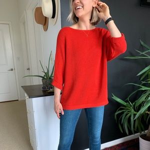 H&M Red Knit Sweater with 3/4 Sleeves